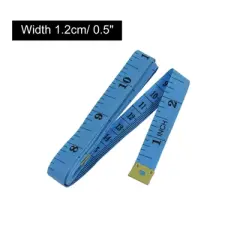 Unique Bargains Plastic Soft Flexible Ruler Measure Tape for Tailor Seamstress Blue 0.5"x60" 1 Pc