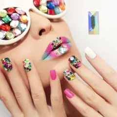 Unique Bargains 12 Grids Rhinestone Nail Supplies Assorted Color 1 Set