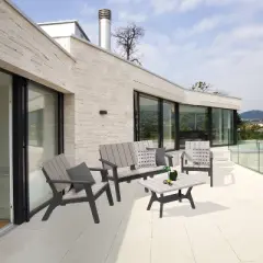 Enzo 4pc Faux Wood All-Weather Conversation Chat Set - DUKAP