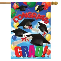 Congrats Graduation House Flag Celebration Graduate 28" x 40" Briarwood Lane