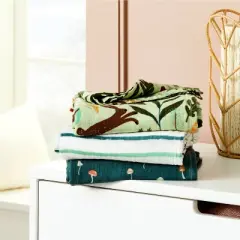 Muslin Swaddle Blanket Fauna - Pink/Green/Tan - 3pk - Cloud Island&trade;