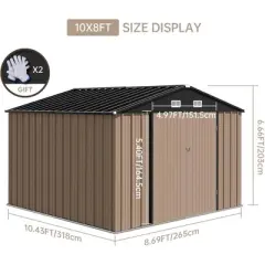Outdoor Metal Storage Shed Steel Utility Tool House With Lockable Doors & Windows