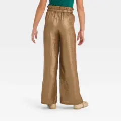 Girls' Dressy Wide Leg Holiday Pants - Cat & Jack&trade; Metallic Gold