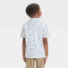 OshKosh B'gosh Toddler Boys' Shark Printed Woven Shirt - White/Blue