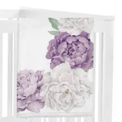 Sweet Jojo Designs Girl Baby Milestone Blanket Peony Floral Garden Purple and Ivory