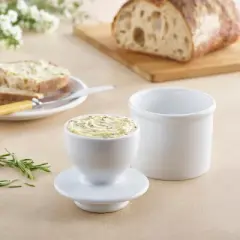 Butter Bell&reg; Crock &ndash; Classic Glossy White Ceramic Butter Keeper, Timeless Butter Dish for Fresh, Spreadable Butter