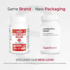 Supersmart Lactobacillus Reuteri 5 Billion CFU per Day - Probiotic Supplement | Non-GMO & Gluten Free - 60 DR Capsules