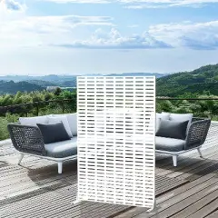 PexFix 72 x 47 Inch Lattice Design Metal Privacy Screen Freestanding Outdoor Divider Panel for Patio Deck Balcony Heavy Duty Base Weatherproof White