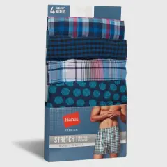 Hanes Premium Men's Stretch Woven Boxer Shorts 4pk