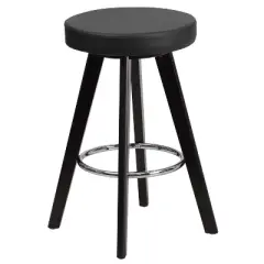 Flash Furniture Trenton Series 24'' High Contemporary Vinyl Counter Height Stool with Cappuccino Wood Frame