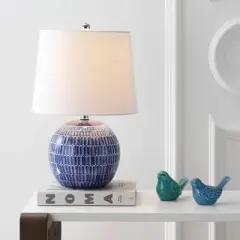 21" Ceramic Ronald Table Lamp (Includes LED Light Bulb) Blue - JONATHAN Y
