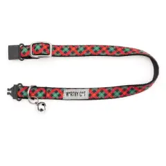 The Worthy Dog Holiday Check Breakaway Adjustable Cat Collar