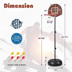 Safstar 2-in-1 Kids Basketball Hoop with Dart Board Double-sided Backboard & 6 Darts