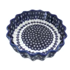 Blue Rose Polish Pottery 1331 Zaklady Scallop Quiche Dish