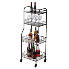 Kings Brand Furniture Lexi 4-Tier Kitchen Rolling Bakers Rack