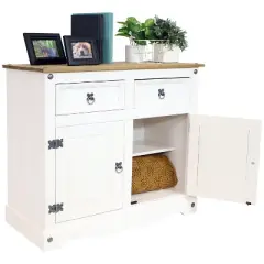 Sunnydaze Kitchen Sideboard Cabinet with 2 Drawers and 2 Doors - Solid Pine Construction