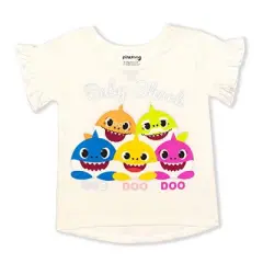 Nickelodeon Girl's 3 Pack Baby Shark Ruffled Shirts and Legging Pants Set for infant