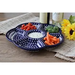 Blue Rose Polish Pottery 1956 Zaklady Chip &Dip Tray