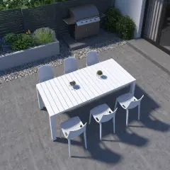 Amazonia Leblon 7pc Aluminum Rectangular Patio Dining Set White