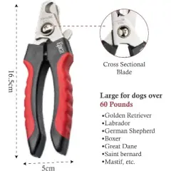 Epica Large Dog Nail Clippers - Safe Grooming Clippers with Safety Guard, Also for Cats & Large Pets