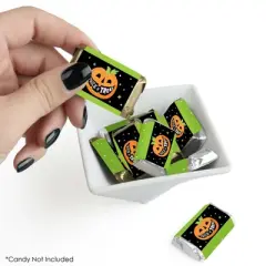 Big Dot of Happiness Jack-O'-Lantern Halloween - Mini Candy Bar Wrapper Stickers - Kids Halloween Party Small Favors - 40 Count