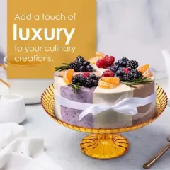 Amici Home Flower Footed Glass Cake Stand, Round Vintage Style Cake Plate, 10&rdquo; D x 4&rdquo; H