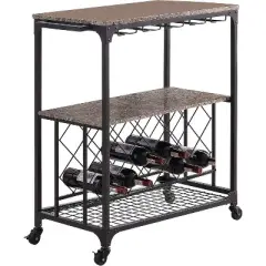 Kings Brand Furniture - Antonia Kitchen Serving Cart Bar Buffet with Wine Rack & Glass Holder