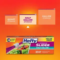Hefty Half Gallon Storage Slider Bags - 32ct