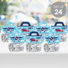 Big Dot of Happiness Taking Flight Airplane DIY Vintage Plane Baby Shower or Birthday Party Goodie Favor Bag Labels Candy Bags with Toppers 24 Ct