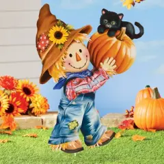 Collections Etc Scarecrow Pumpkin and Cat Outdoor Garden Stake
