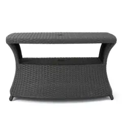 GDFStudio Prazen Outdoor Wicker Side Table with Umbrella Hole