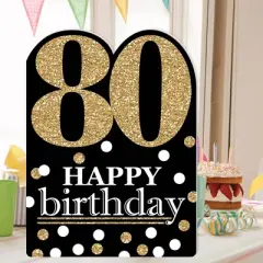 Big Dot of Happiness Adult 80th Birthday - Gold - Happy Birthday Giant Greeting Card - Big Shaped Jumborific Card