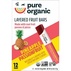 Pure Organic Layered Fruit Snacks Pineapple Passionfruit - 6.2oz/12ct