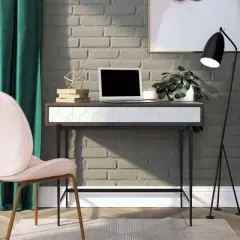Olivia Computer Desk Gray Oak - Cosmoliving By Cosmopolitan