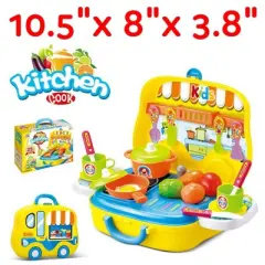 Insten 24 Piece Portable Kids Kitchen Cooking Set, Play Food, 10.5 x 8 x 8 in