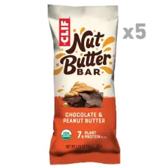 CLIF Nut Butter Filled Chocolate Peanut Butter Energy Bar Organic -7g Protein - 8.8oz/5pk