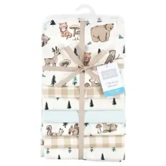 Hudson Baby Infant Boy Cotton Flannel Receiving Blankets Bundle, Boy Woodland Pals, One Size