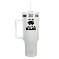 100 North You're One In A Melon Watermelon 40 oz. Stainless Steel, Large Water Bottle Coffee Mug, Spill & Leak Resistant, Thermal Travel Tumbler with