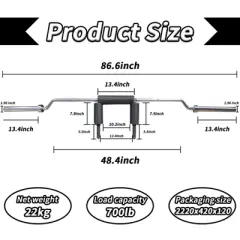 Safety Squat Bar, 2 inch Sleeve Barbell , 700LB Fitness Squat Bar With 2 Barbell Clips & Comfortable Neck Pad for Free Weights Strength Training