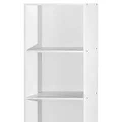 Hodedah Import 12 D x 16 W x 60 H Inch 5 Shelf Bookcase Storage Organizer Solution for Living Room, Bedroom, or Office, White Wood Finish