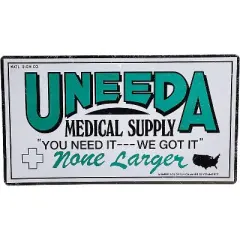 Trick or Treat Studios Return of the Living Dead Uneeda Medical Supply Metal Sign Halloween Decoration - 12 in x 18 in - White