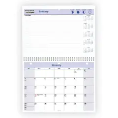 QuickNotes Desk/Wall Calendar, 3-Hole Punched, 11 x 8, White/Blue/Yellow Sheets, 12-Month (Jan to Dec): 2026
