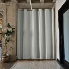 Room Dividers Now Tension Rod 8ft Tall x 10ft - 12ft 6in XXL - Stone White (With Curtains)