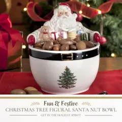 Spode Christmas Tree 7-Inch Santa Nut Bowl - Decorative Serving Bowl for Candies, Nuts, or Desserts - Christmas Holiday Season, Fine Earthenware