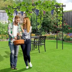 DoCred Large Outdoor Garden Arch Trellis for Climbing Plants, 87'' H x 118'' L x 79'' W Large Grape Vine Trellis Arch Arbor Gazebo