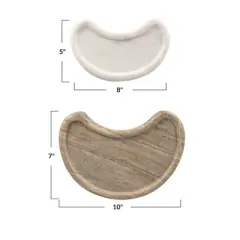 Storied Home Nestable Marble Kidney Shaped Trays, Multicolor