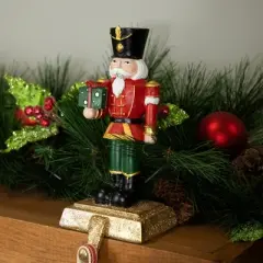 Northlight Glittered Nutcracker Soldier with Gift Christmas Stocking Holder - 9.5"