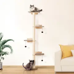 VEVOR 4 Tiers Cat Tree, Cat Wall Furniture Set with 4 Jumping Boards, Wall-Mounted Cat Floating Shelf up to 40 lbs, Beige