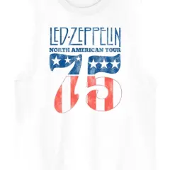 Led Zeppelin North American Tour 75 Crew Neck Sleeveless White Men's Tank Top