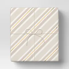 90' Christmas Fabric Ribbon Gold/White Striped Twine - Wondershop&trade;